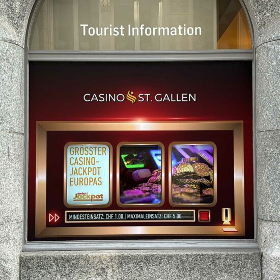 Schaufensterbeschriftung für Casino St.Gallen